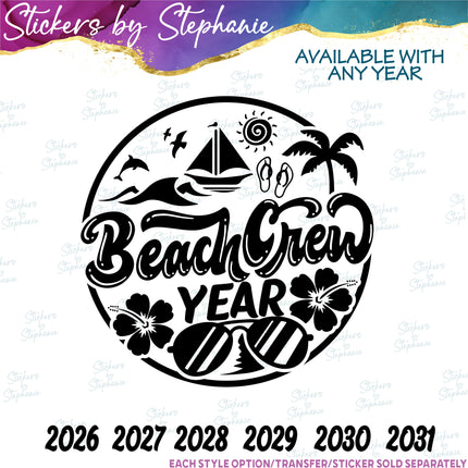 (s03Y-026) Beach Crew Iron-On Transfer or Sticker