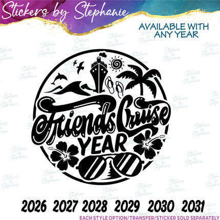 (s03Y-003) Friends Cruise Iron-On Transfer or Sticker