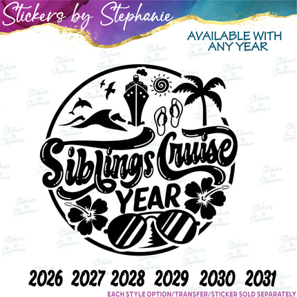 (s03Y-031) Siblings Cruise Iron-On Transfer or Sticker