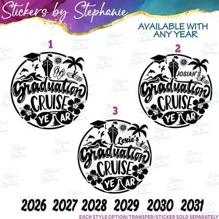 (s03Y-032) Graduation Cruise Iron-On Transfer or Sticker