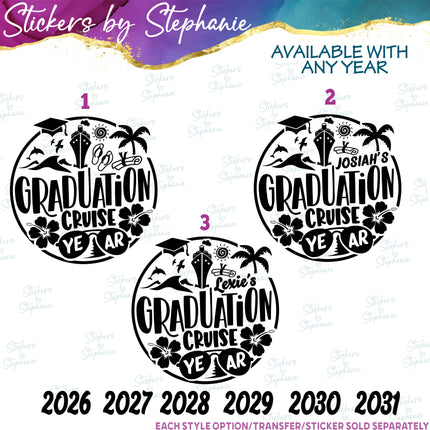 (s03Y-033) Graduation Cruise Iron-On Transfer or Sticker