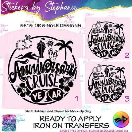 (s03Y-034) Anniversary Cruise Iron-On Transfer or Sticker