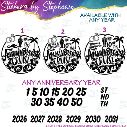 (s03Y-034) Anniversary Cruise Iron-On Transfer or Sticker