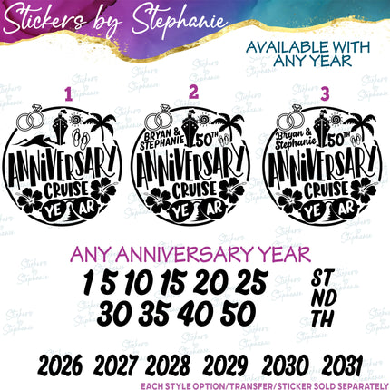 (s03Y-035) Anniversary Cruise Iron-On Transfer or Sticker