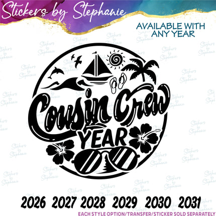 (s03Y-009) Cousin Crew Iron-On Transfer or Sticker