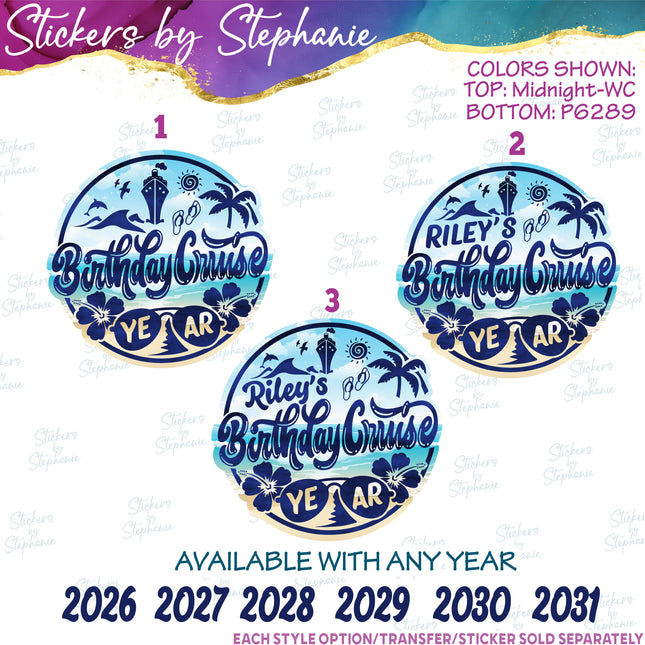 (s04Y-015) Birthday Cruise Iron-On Transfer