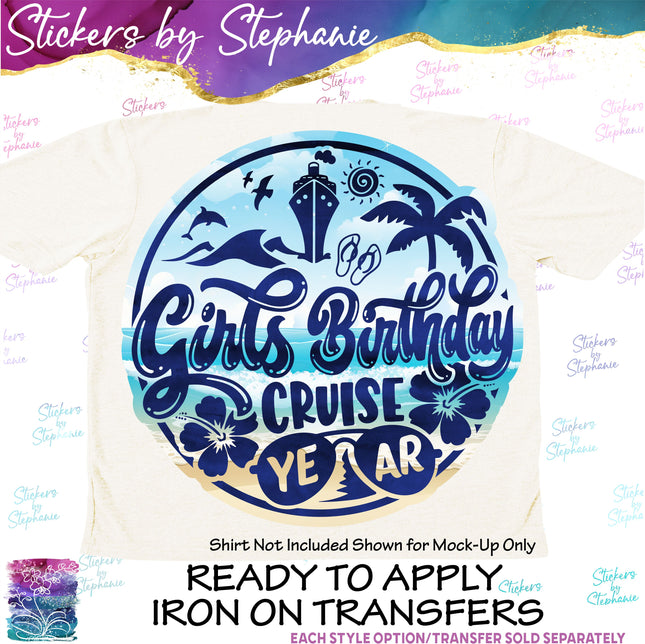 (s04Y-016) Girls Birthday Cruise Iron-On Transfer