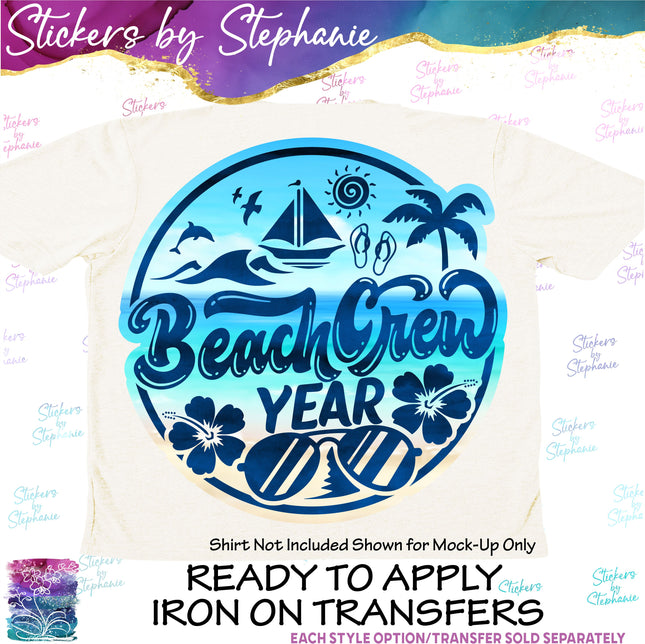 (s04Y-026) Beach Crew Iron-On Transfer