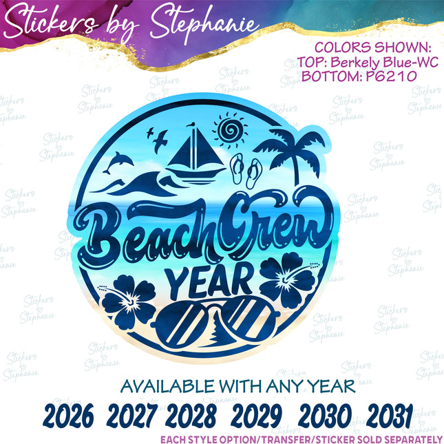 (s04Y-026) Beach Crew Iron-On Transfer