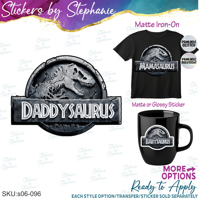 (s06-096) Stone Dinosaur Logo Family Custom Iron-On Transfer or Sticker