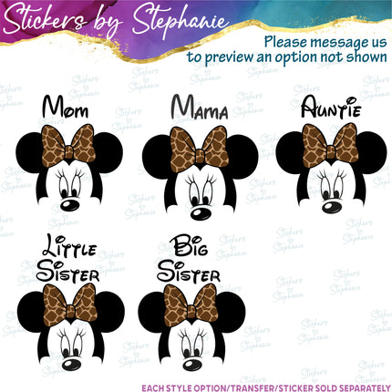 (s06C-002) Safari Minnie Mouse Custom Text Iron-On Transfer or Sticker