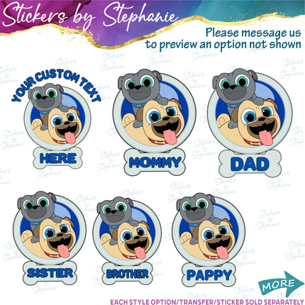 (s06C-003) Puppy Pals Custom Text Iron-On Transfer or Sticker