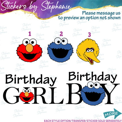 (s06C-005) Sesame Street Custom Text Iron-On Transfer or Sticker