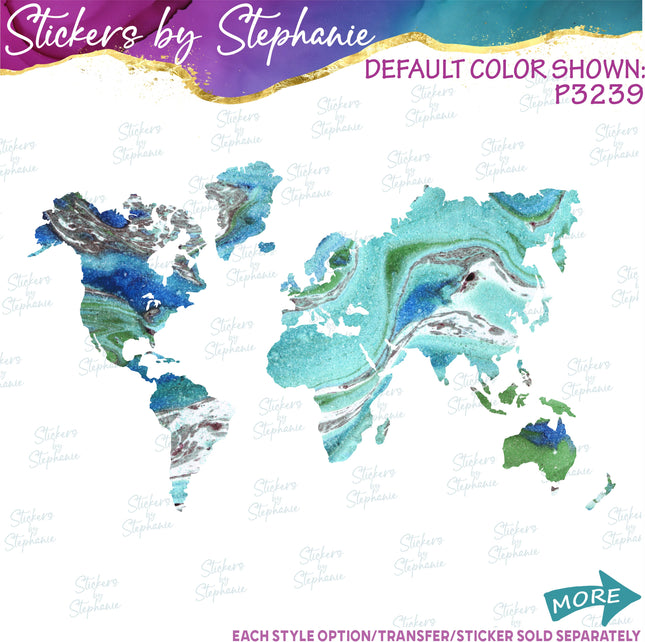 (s01-206) World Map Graphic Iron-On Transfer