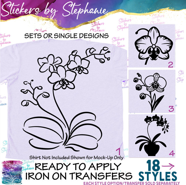 (s01-001) Orchid Flower Iron-On Transfer