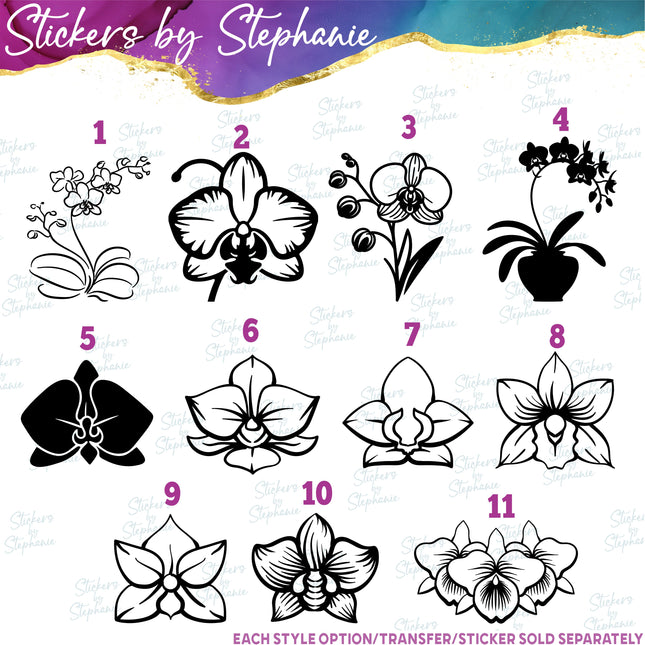 (s01-001) Orchid Flower Iron-On Transfer