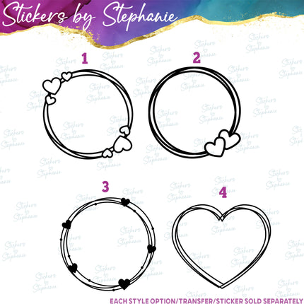 (s01-104) Heart Mongram Frame Iron-On Transfer