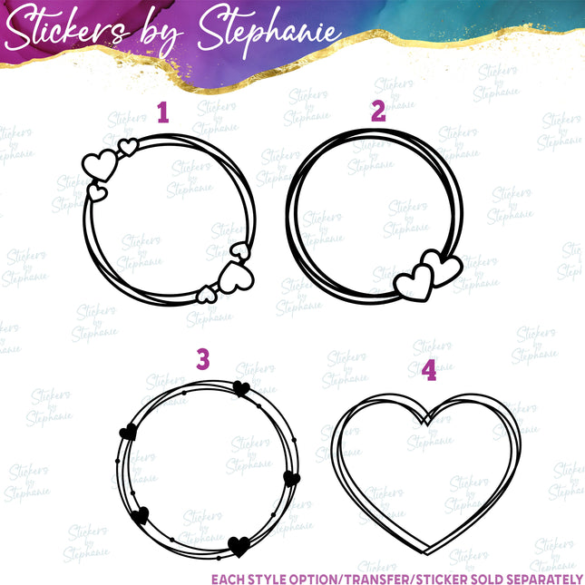 (s01-104) Heart Mongram Frame Iron-On Transfer
