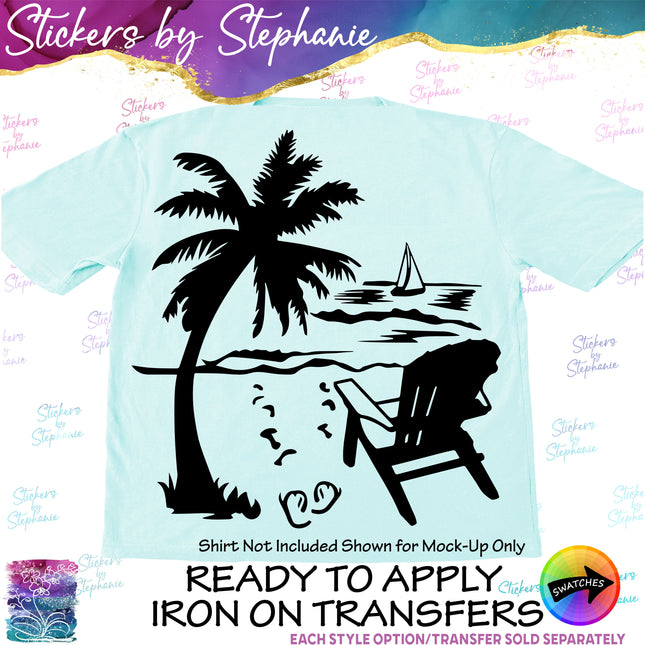 (s01-108) Beach View Vacation Scene Iron-On Transfer