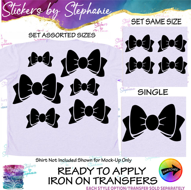 (s01-109) Bow, Hair, Cheer Iron-On Transfer