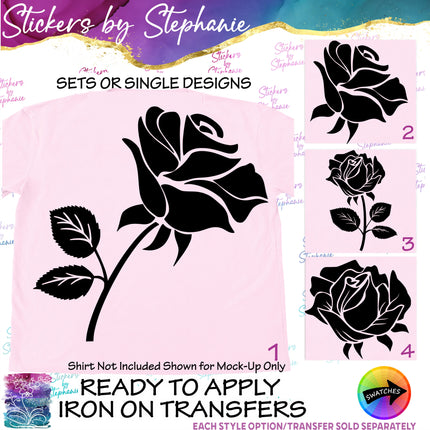 (s01-011) Rose Flower Iron-On Transfer
