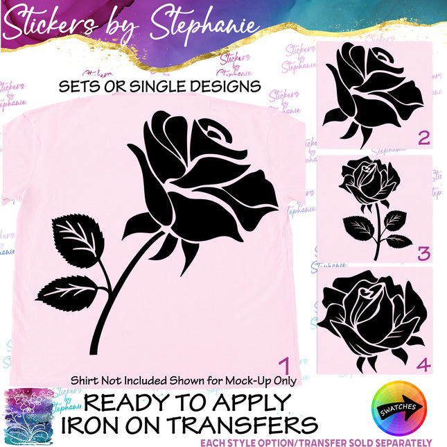 (s01-011) Rose Flower Iron-On Transfer