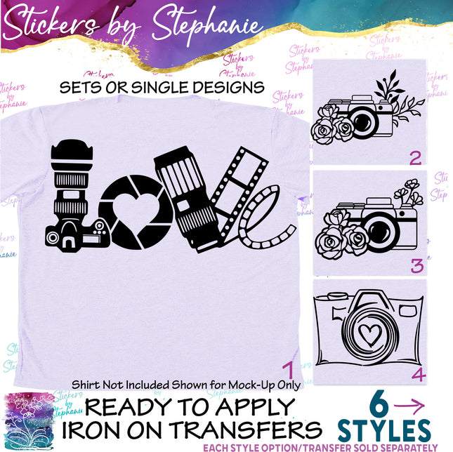 (s01-110) Camera, Photography Love Iron-On Transfer