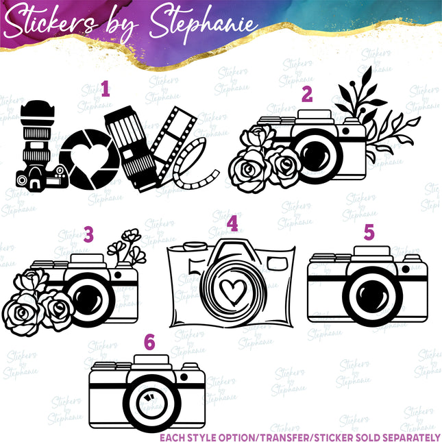 (s01-110) Camera, Photography Love Iron-On Transfer