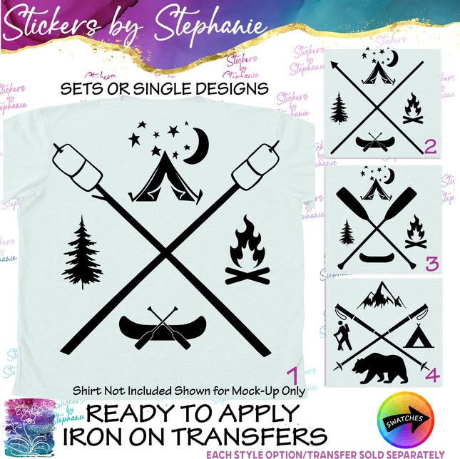 (s01-111) Camping, Hiking Logo Iron-On Transfer