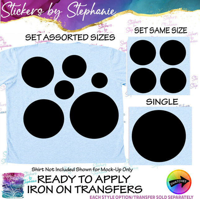 (s01-114) Circle, Polka Dot, Bubbles Iron-On Transfer