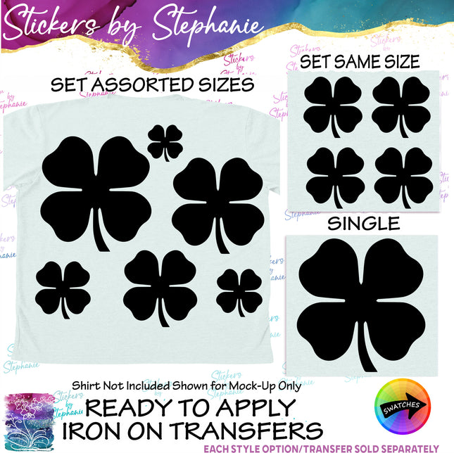 (s01-115) 4-Leaf Clover, Shamrock Iron-On Transfer