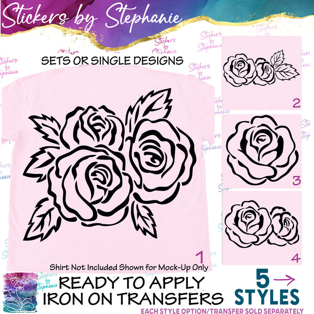 (s01-012) Rose Roses Flowers Iron-On Transfer