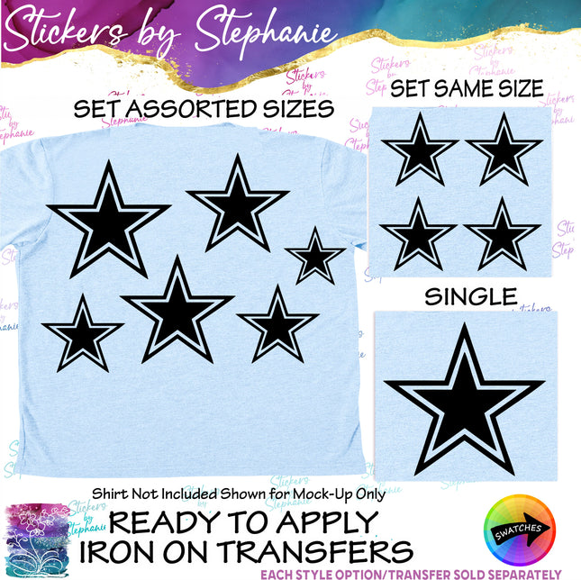 (s01-120) Double Star Iron-On Transfer