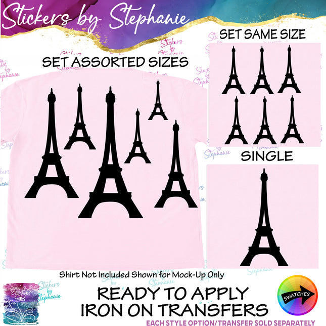 (s01-122) Eiffel Tower Silhouette Iron-On Transfer