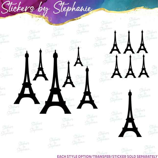 (s01-122) Eiffel Tower Silhouette Iron-On Transfer