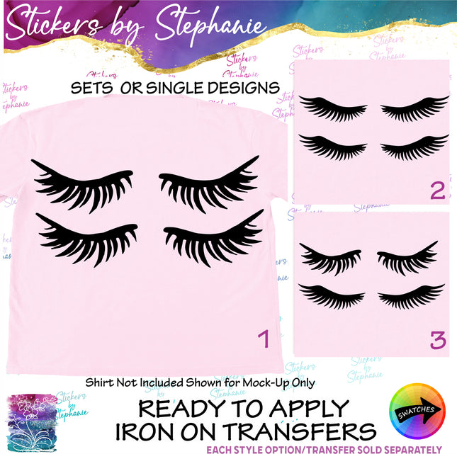(s01-123) Eye Lashes, Eyelashes Iron-On Transfer