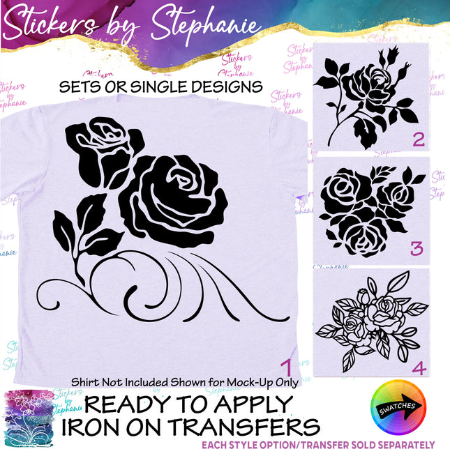 (s01-013) Roses Flowers  Iron-On Transfer