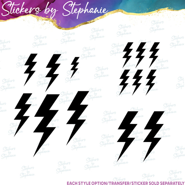 (s01-132) Lightening Bolt Silhouette Iron-On Transfer