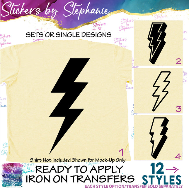 (s01-133) Lightening Bolt Silhouette Iron-On Transfer