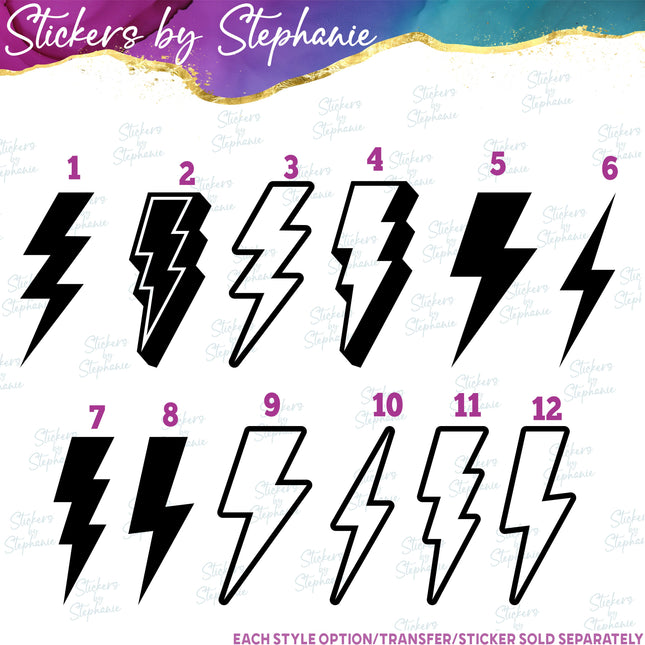 (s01-133) Lightening Bolt Silhouette Iron-On Transfer