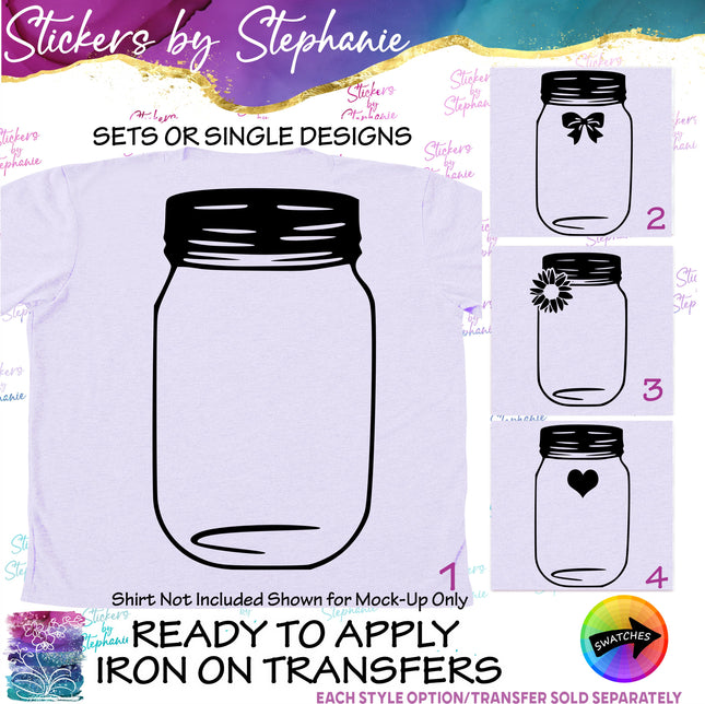 (s01-134) Mason Jar Monogram Frame Iron-On Transfer