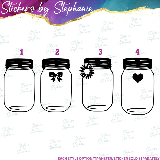 (s01-134) Mason Jar Monogram Frame Iron-On Transfer
