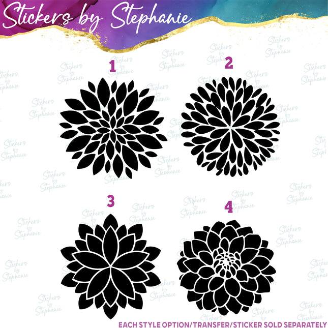 (s01-014) Dahlia Flower Iron-On Transfer