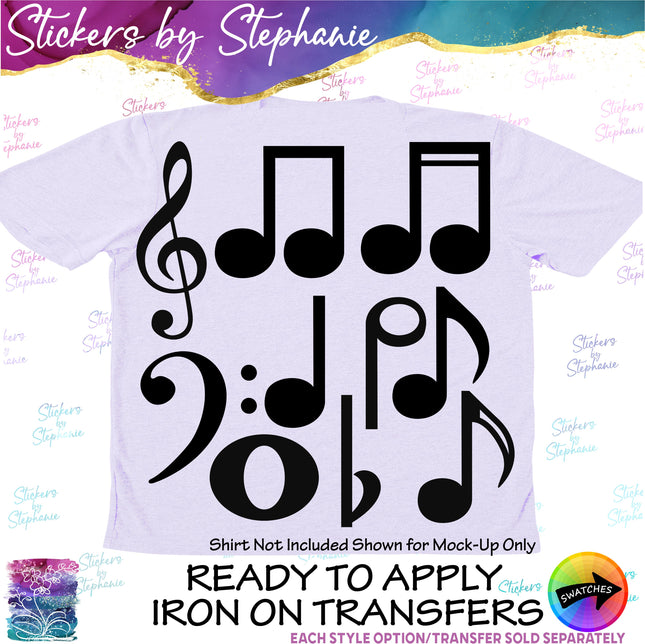 (s01-140) Music Notes Set Iron-On Transfer