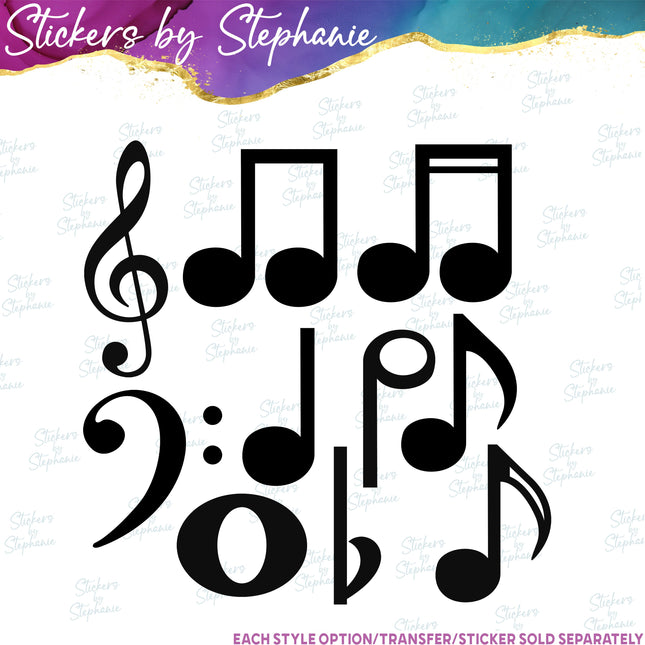 (s01-140) Music Notes Set Iron-On Transfer