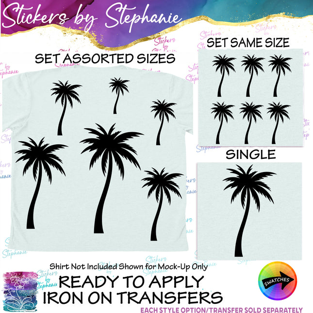 (s01-143) Palm Tree Silhouette Iron-On Transfer