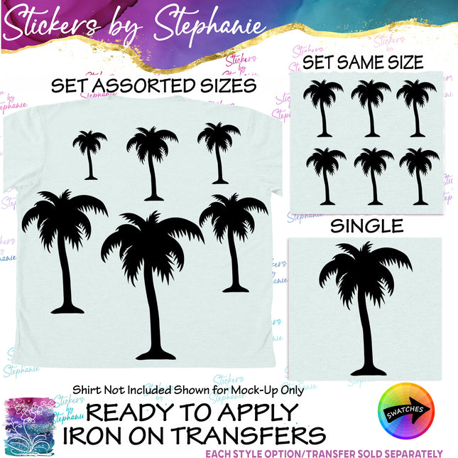(s01-144) Palm Tree Silhouette Iron-On Transfer