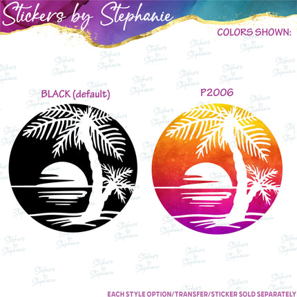 (s01-146) Palm Tree Sunset Sunrise Iron-On Transfer or Sticker
