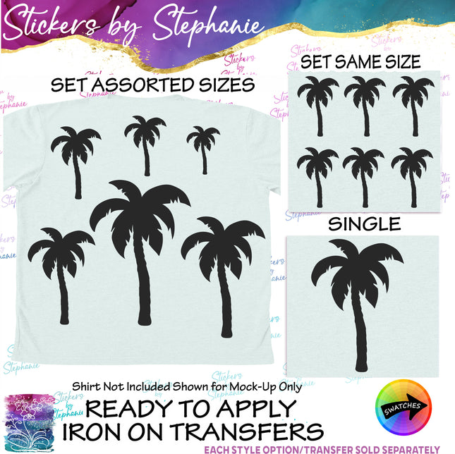(s01-147) Palm Tree Silhouette Iron-On Transfer