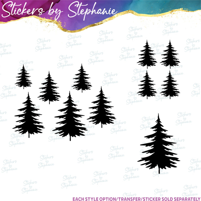 (s01-148) Pine Tree Silhouette Iron-On Transfer